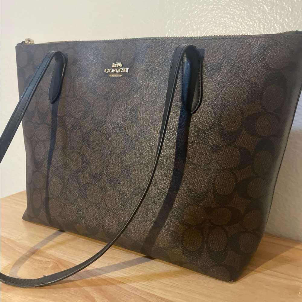 Coach Zip Top Tote in Signature Canvas